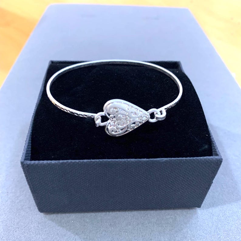 Bracelet jonc coeur de style Brighton * Bracelet coeur turquoise en filigrane cadeau Bracelet jonc moulé fait main en argent sterling plaqué 71YK1 LW image 12