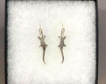 Sleek**Crocodile Alligator Animal Reptile Lover realistic Novelty Florida Gators girl gift Aquarium Zoo Gift Metal Earrings 89SM0 GD