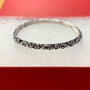 Brighton***Style Inspire Bracelet Stackable Stretch Bracelet Handmade Sterling Silver Plated Filigree Metal Stretch Bracelet 75iL1 BT