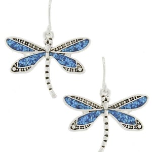 Glitter Dragonfly Earrings Dragonfly Jewelry fashion jewelry Silver Dragonfly Sterling Silver Plated 83SM4