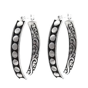 Regalo*Pendientes de aro ovalados de metal con filigrana interior y bola exterior para mujer, chapados en plata de ley, estilo Brighton 31CL6 LW imagen 2