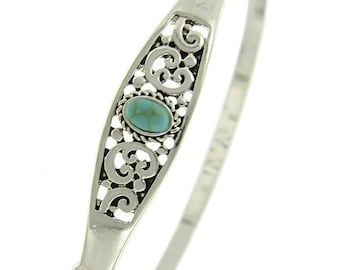 Brighton Style Inspired Handmade Sterling Silver Plated Filigree Cutout Casting Bracelet Turquoise Stones Abalone 73SA6