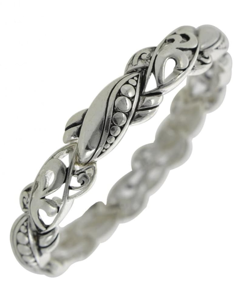 Antik Silverarmband i Brighton-stil med vridna nitar och designerlook i metall med stretch, handgjort sterlingsilverpläterat 7F7iL BT bild 2