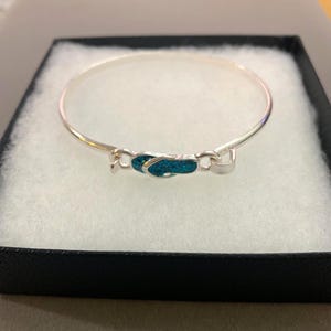 Natural*Abalone Glitter Flip Flop Casting Bangle Bracelet Sterling Silver Plated Handmade Beach Jewelry Surf Sandal Sand Summer 71YK8 LW