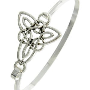 Trinity Knot Metal Casting Brass Bangle Bracelet Traditional Irish, Celtic Irish, Minimalist Jewelry, Sterling Silver Plated 72CL6