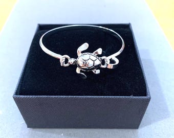 Fancy*Turtle Ocean Sea Metal Handmade Jewelry Sterling Silver Plated For Women Gifts Fashion Animal Casting Bangle Beach Sea Life 71YN5 LW