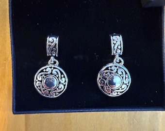 Brighton***Style Clip On Örhängen Filigran Runda Sköld Clip-on Örhängen Present till henne Handgjorda Vardags Sterling Silverpläterade 80YK0 BT T