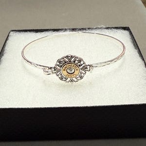 Gift***Bangle Handmade Bullet Bracelet Filigree Design Shotgun Rifle Western Jewelry Silver Plated 75PL1 BT T