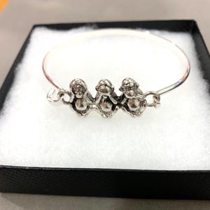 3D*Drei Affen Armreif Tier Schmuck Nicht sehen Hören nicht Sprech kein Böse Geschenke Für Frauen Casting Armreif 71SM4 LW