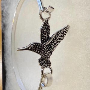Antique*Silver Hummingbird Casting Bangle Bracelet Hummingbird jewelry Bird Bracelet Gifts for Her Sterling Silver Plated 71YK5 LW