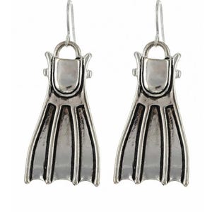 Diver Flipper Feet Scuba Fin Swimming Snorkeling Diver Swimmer Flipper Swim Fins Ocean Sea Handmade Jewelry For Women Drop Dangle Earrings