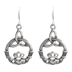 Gift*Claddagh Earrings Claddagh Jewelry Trinity Knot Traditional Irish, Celtic Irish, Minimalist Jewelry, Sterling Silver Plated 30YN1 LW