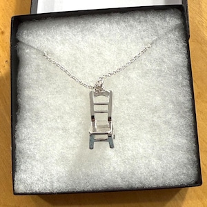 Gift***Chair Pendant Necklace, 3D Design, Gift for Her, Sterling Silver Plated 30YK4 BT T