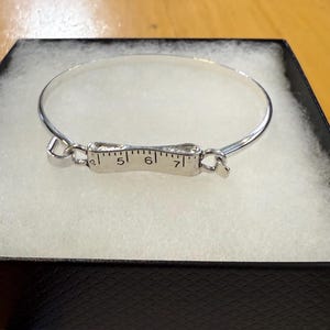 Bracelet**Tape measure Tapeline Ruler Casting Bangle Gift for Her Sterling Silver Plated Seamstress gift seamstress jewelry fun 71PL6 GD