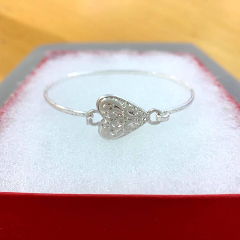 Bracelet jonc coeur de style Brighton * Bracelet coeur turquoise en filigrane cadeau Bracelet jonc moulé fait main en argent sterling plaqué 71YK1 LW image 11