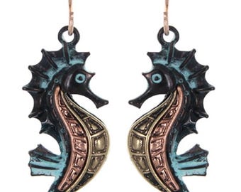 SeaHorse Dangle Earrings, Ocean Animal Jewelry