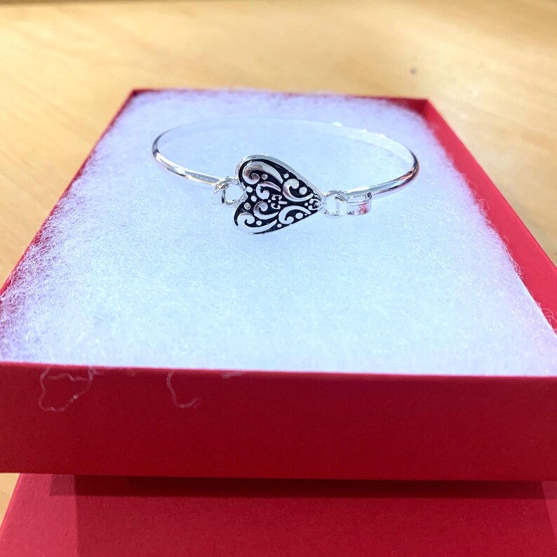 Bracelet jonc coeur de style Brighton * Bracelet coeur turquoise en filigrane cadeau Bracelet jonc moulé fait main en argent sterling plaqué 71YK1 LW image 8