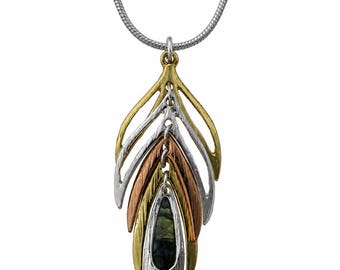 Collar de plumas de abulón, alas de ángel bañadas en plata, joyería bohemia 45GU3