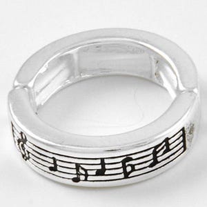 Music Note G clef Treble Clef Ring Music Jewelry Music Teacher Gift Band Teacher Gift Handmade Stretch Ring Sterling Silver Plated 31SM0