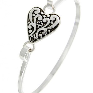 Bracelet jonc coeur de style Brighton * Bracelet coeur turquoise en filigrane cadeau Bracelet jonc moulé fait main en argent sterling plaqué 71YK1 LW image 9