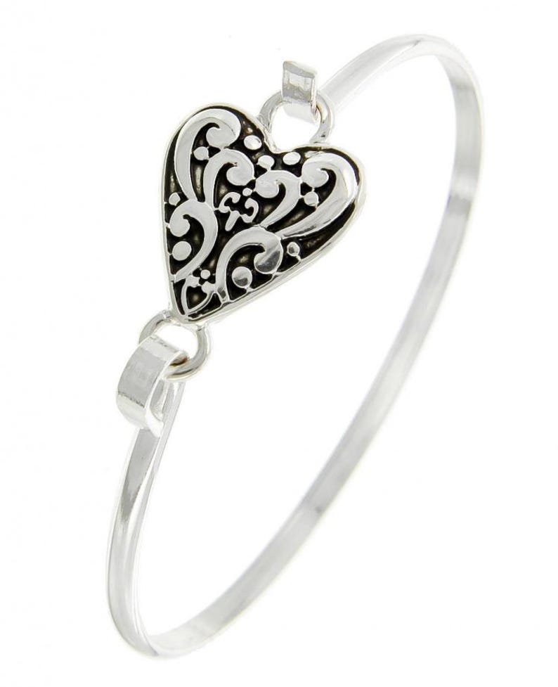 Bracelet jonc coeur de style Brighton * Bracelet coeur turquoise en filigrane cadeau Bracelet jonc moulé fait main en argent sterling plaqué 71YK1 LW image 9