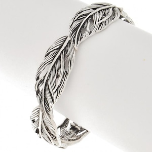 Fern Leaves Stretch Bracelet Dainty Leaf Gift for Her Sterling Silver Plated Handmade Nature Jewelry Witchy Fall Decor Forest Shaman 30o1