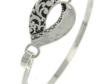 Bracciale ovale a forma di cuore intrecciato in filigrana in stile Brighton*, regalo per lei, realizzato a mano, placcato in argento sterling, 73CL8 73CL7 LW