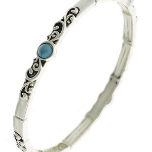 Art*Nouveau Brighton inspiriertes handgemachtes filigranes Sterling Silber überzogene Vier Türkise Stein-Armband 75YN4 LW