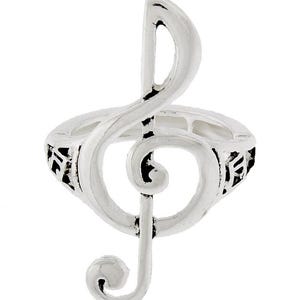 Music Note G clef Treble Clef Shape Stretch Ring Music Jewelry Music Teacher Gift Band Teacher Gift Handmade Sterling Silver Plated 90iL0