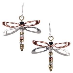 3D Dragonfly Earrings, Dragonfly Jewelry, fashion jewelry, Silver Dragonfly, Sterling Silver Plated