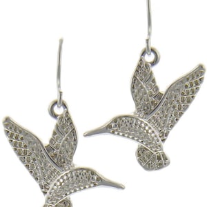 Hummingbird Earrings, hummingbird jewelry, bird earrings, Gifts for Her, Sterling Silver Plated