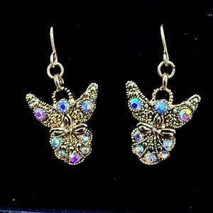 Gift*Silver_Gold Crystal Rhinestone Angel Earrings Minimalist Angel Wings Earring angel Earring Small Angel Earring Gift for Her 8A1PL LW image 6