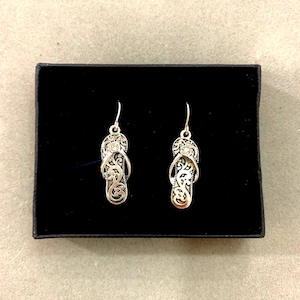 Turquoise***Crystal Filigree Flip Flop Earring Sterling Silver Plated Handmade Beach Sandal Sand Summer Brighton Antique Silver 30SM0 BT Crystal
