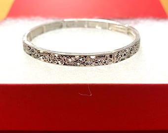 Brighton*Style Inspire Armband Stapelbart Armband Stretcharmband Handgjort Sterling Silverpläterat Filigran Tunt Metallarmband 74YN0 LW