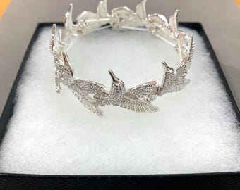 All*Zilveren metalen stretcharmband kolibrie Kolibrie sieraden Vogel armband Cadeaus voor haar sterlingzilver 7G7YK LW