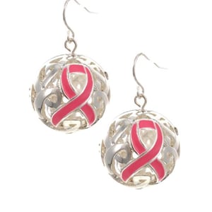 Pink Ribbon Earrings Pink Ribbon Jewelry Breast Cancer Earrings Breast Cancer Survivor Jewelry Survivor Gifts FIGHT CANCER Jewelry 89GU8
