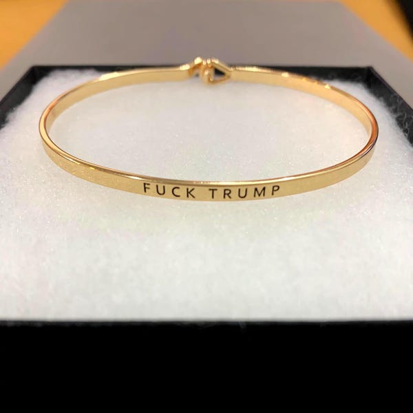 Message***Fuck TRUMP Fuck Donald Trump Bracelets en argent sterling plaqué 7G9PL BT T