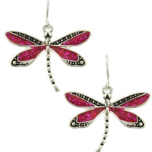 Glitter Finished Dragonfly Earrings Dragonfly Jewelry fashion jewelry Silver Dragonfly  Sterling Silver Plated 83SM4