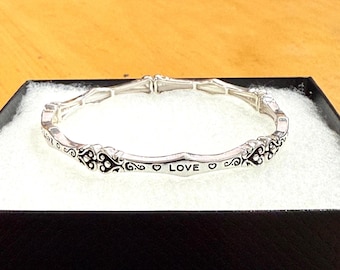 Brighton*Style Handgjort Sterling Silverpläterat Kärleksarmband, Stapelbart Stretcharmband 74YN8 LW