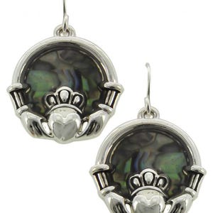 Claddagh**Earrings Claddagh Jewelry Trinity Knot Traditional Irish Celtic Irish Minimalist Jewelry Abalone Sterling Silver Plated 85YN4 GD