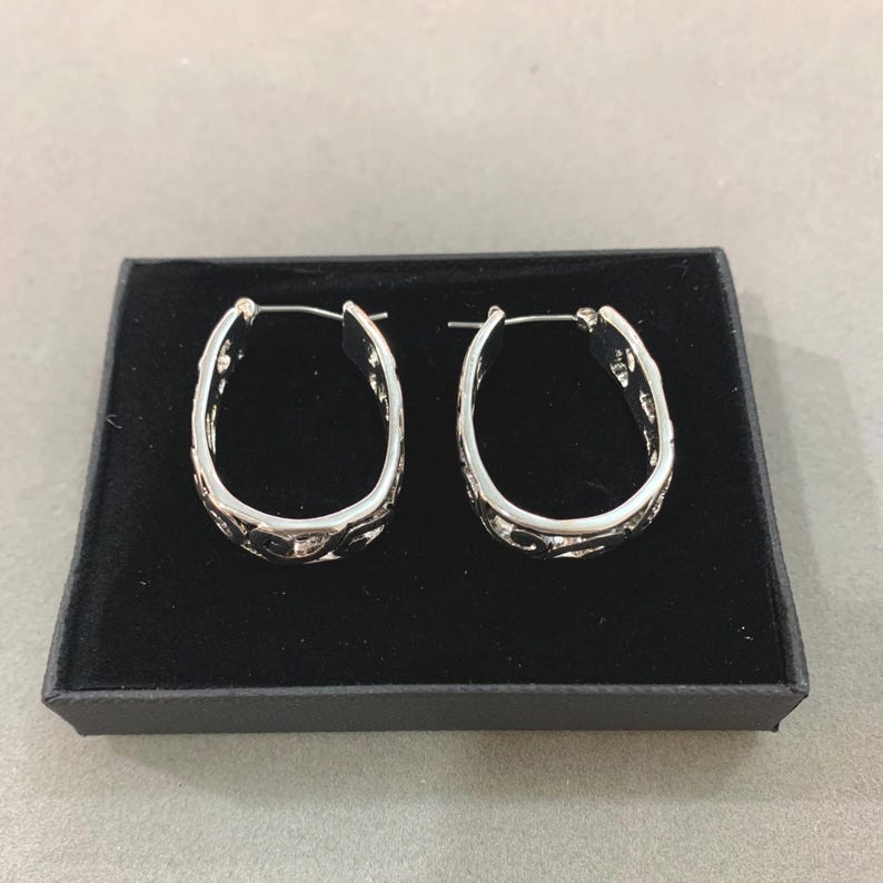 Cadeau*Overhangende metalen filigraanoorbellen Handgemaakte sieraden voor vrouwen Cadeau voor haar Sterling verzilverd Brighton-stijl 31PL0 LW afbeelding 5