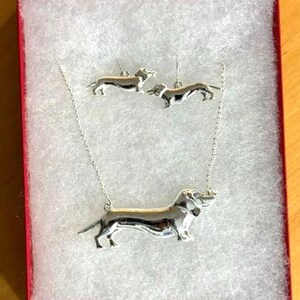 Dog**Dachshund Pet Animal Cute Wiener Dog lover Pendant Necklace Earrings Set Dog Mom Pet Memorial Gift for Pet Lover Crystal 30iL8 GD image 4