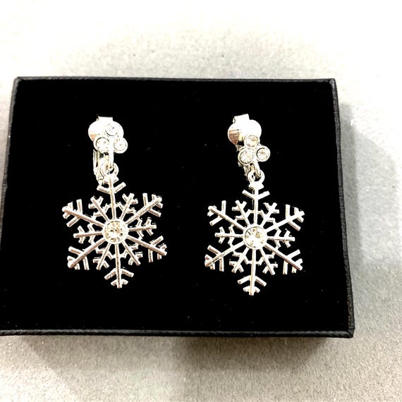 Boucles D'Oreilles Clips Strass Blanc - Métal Argenté Sans Nickel - Neuf Avec Étiquettes