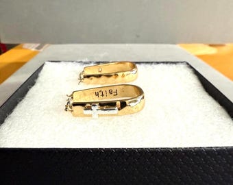 FAITH***Overhangend kruis metalen gouden hoepel oorbellen Handgemaakte sieraden voor vrouwen Cadeau voor haar Sterling verzilverd 32iL9 BT