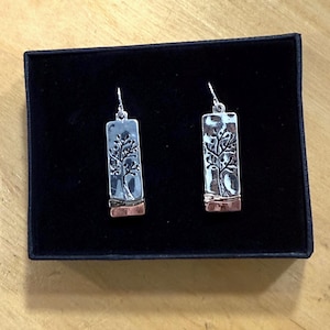 Plata***Pendientes rectangulares con forma de árbol de la vida, arte popular, alargados, tricolores, hechos a mano, regalo para ella, inspirados en la naturaleza, 87ii8 BT T