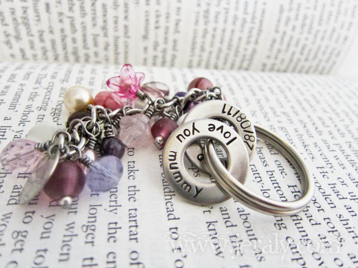 Hand Stamped Washer Keychain Custom Made Personalized with Etsy