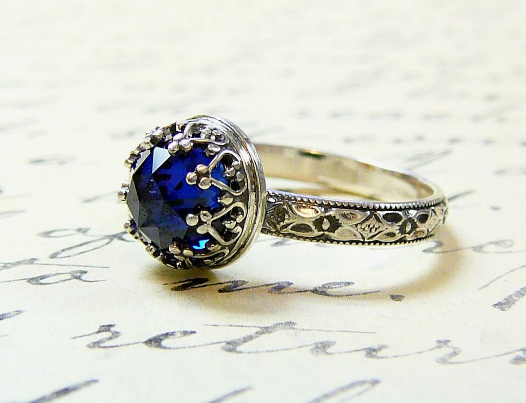 Roxy Ring Beautiful Gothic Vintage Inspired Sterling Silver Floral Band ...