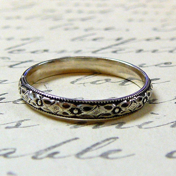 Vintage Inspired Sterling Silver Thin Floral Ring - Matching Georgiana Ring