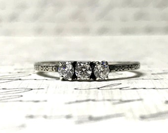 Beautiful Dainty Sterling Silver Pattern ring set with Premium CZ