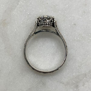 Georgiana Ring Vintage Engagement Sterling Silver CZ Floral Band Ring with Tiara Crown like bezel Wedding image 5